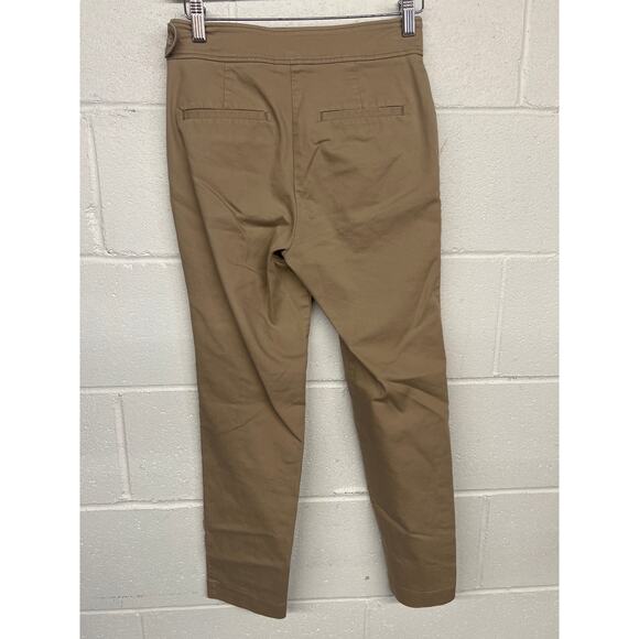Toccin Sz 0 Xs Tan Safari Button Tab Tapered Slim High Rise Trouser Pants - Picture 6 of 8
